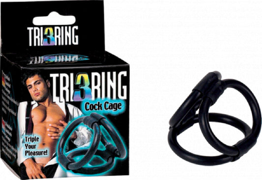 Tri 3 Ring Cock Cage (Black) Default Title - Club X
