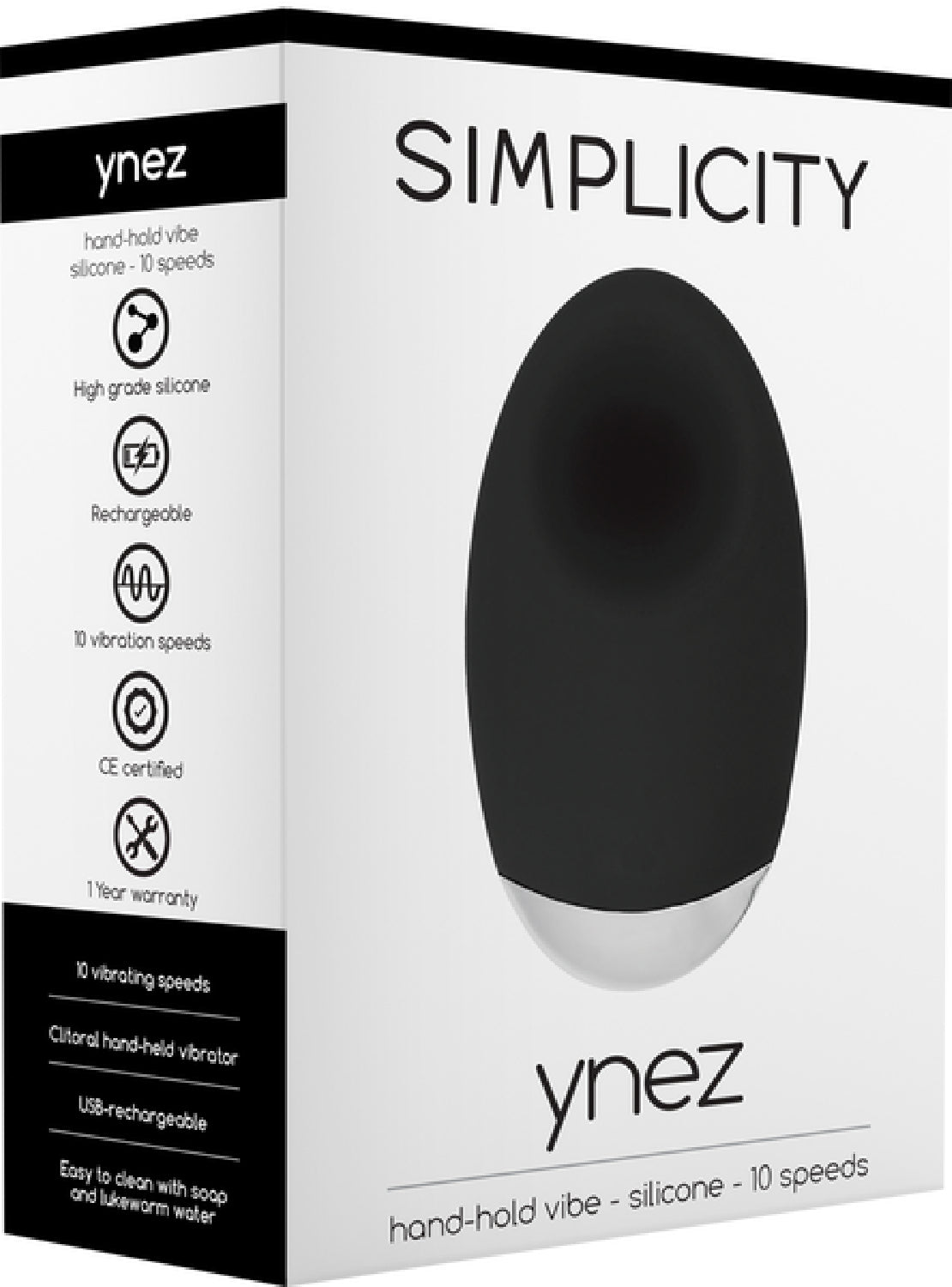 Simplicity Ynez Hand-Hold Vibe Massager (Black)  - Club X