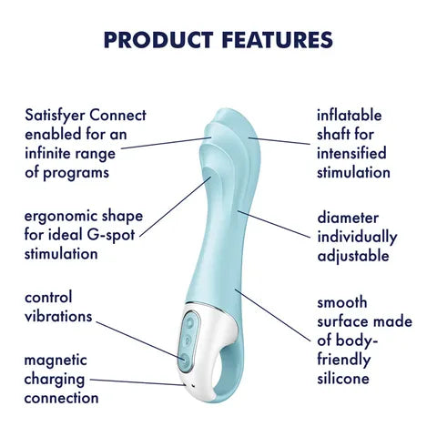 Satisfyer Air Pump Vibrator 5 App Control - Blue  - Club X