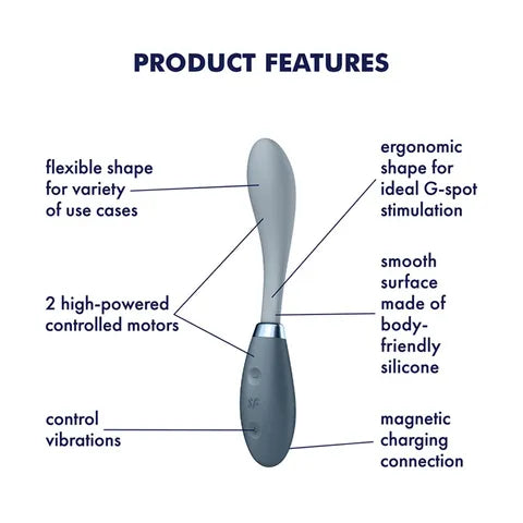 Satisfyer G-Spot Flex 3 Vibrator - Grey  - Club X
