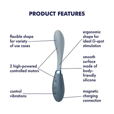 Satisfyer G-Spot Flex 3 Vibrator - Grey  - Club X
