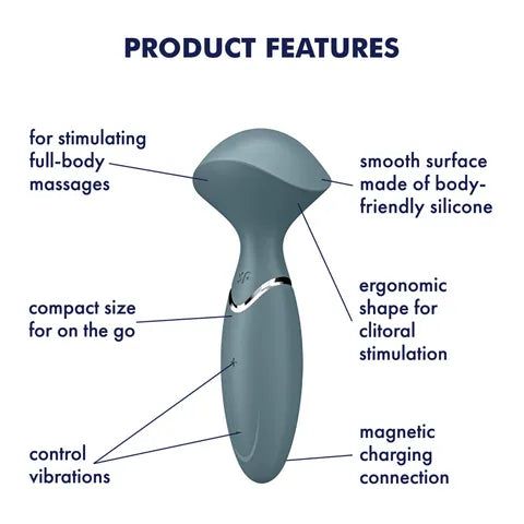 Satisfyer Mini Wand-er Vibrator - Grey  - Club X