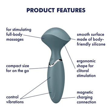 Satisfyer Mini Wand-er Vibrator - Grey  - Club X