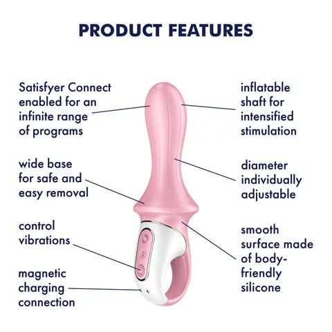Satisfyer Air Pump Booty 5 App Control Vibrator - Pink  - Club X