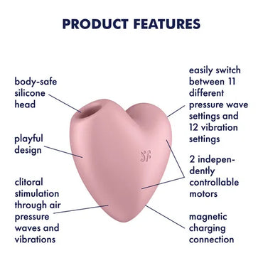 Satisfyer Cutie Heart Air Pulse - Light Red  - Club X
