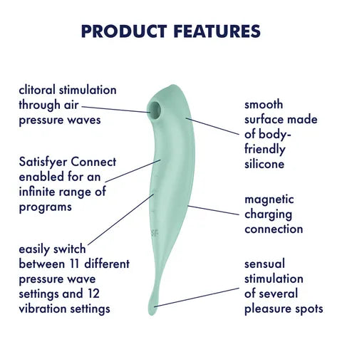 Satisfyer Twirling Pro+ App Control  Vibrator - Dark Red  - Club X