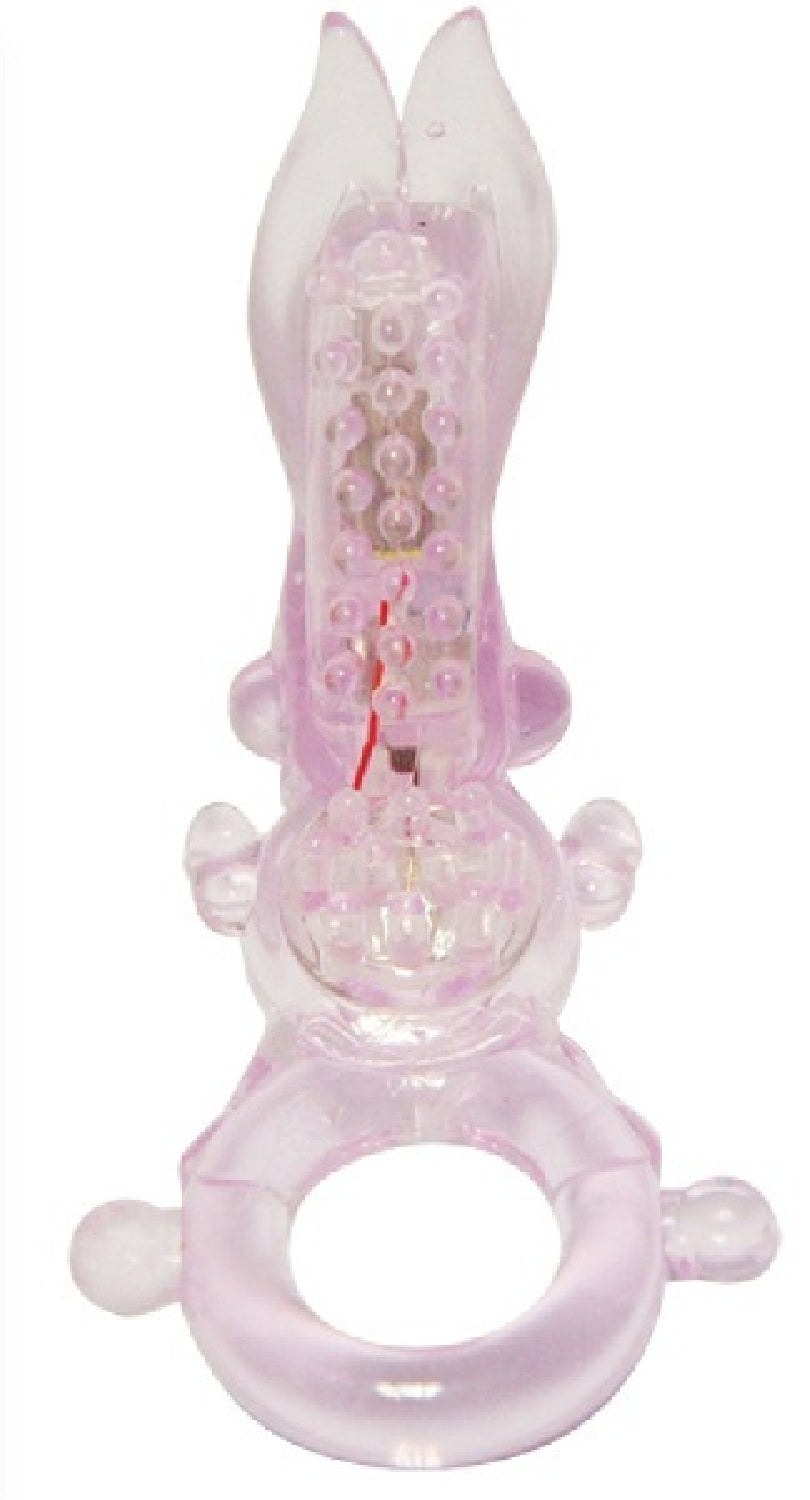 Funny Bunny Vibe Cock Ring (Clear)  - Club X