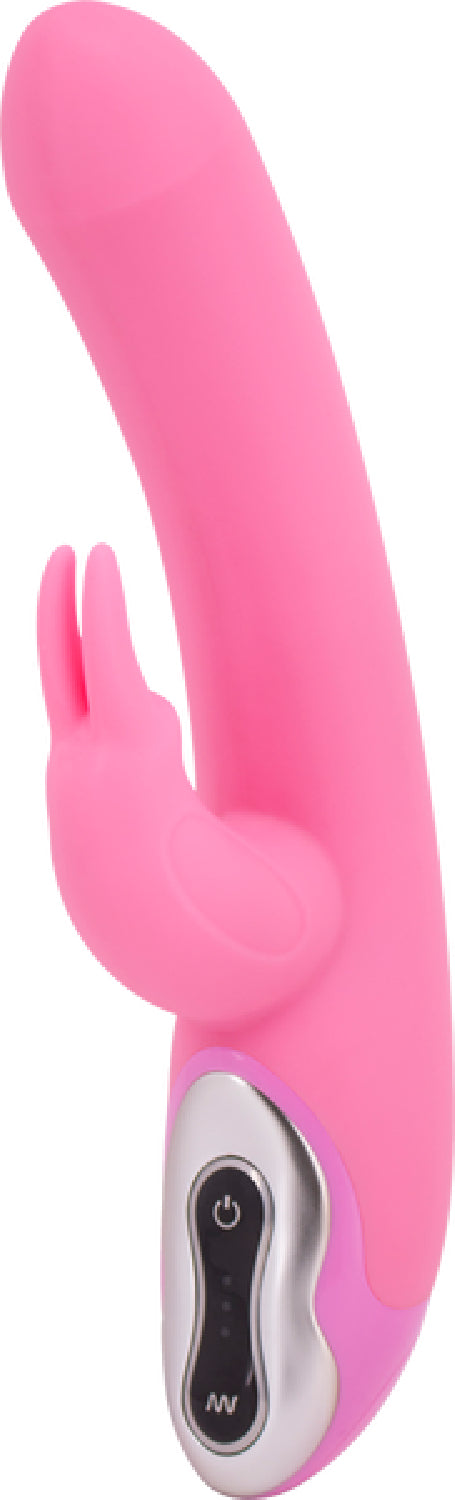 Tri-Rabbit Fluted Head And Extended Stimulator Rabbit Vibrator(Pink)  - Club X