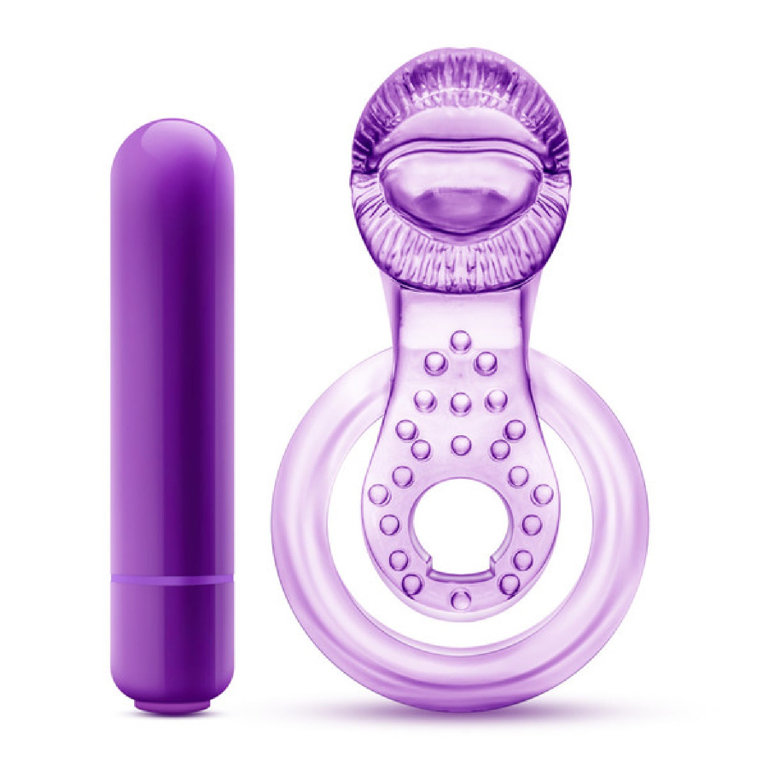 Lick It - Vibrating Double Strap Cock Ring (Purple)  - Club X