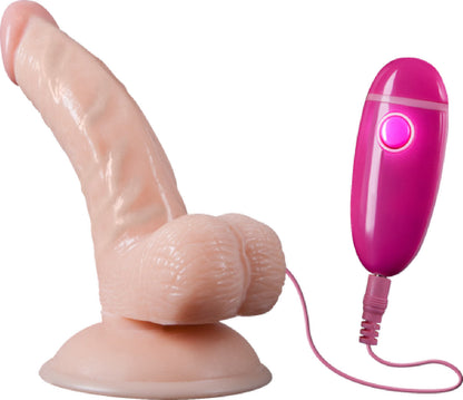 Vibrating Dong W/ Rechargeable Controller - 5" (Flesh)  - Club X