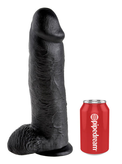 King Cock - 12 In. Cock With Balls Black Dildo  - Club X