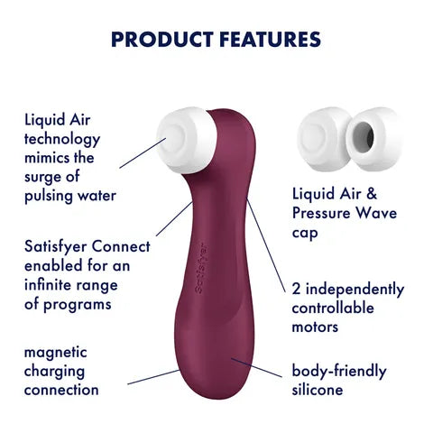 Satisfyer Pro 2 Generation 3 with App Control Powerful Vibrator - Wine Red  - Club X