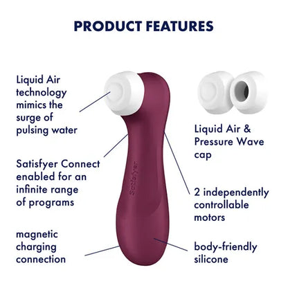 Satisfyer Pro 2 Generation 3 with App Control Powerful Vibrator - Wine Red  - Club X