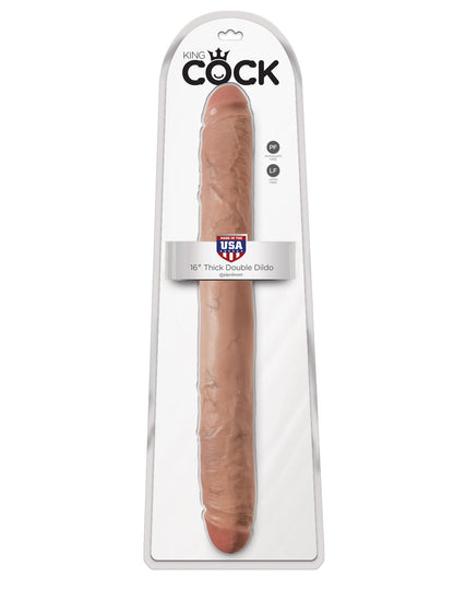 King Cock 16 In. Thick Double Dildo Tan  - Club X