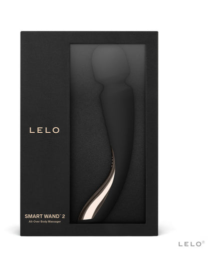Lelo Smart Wand 2 Medium Luxurious Full Body Powerful Wand Massager Vibrator - Black  - Club X