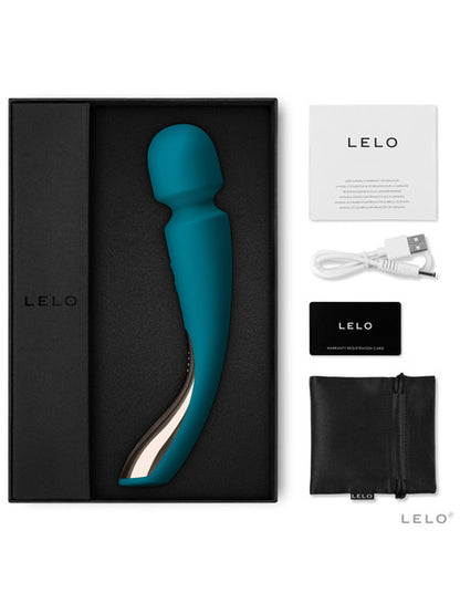 Lelo Smart Wand 2 Medium Luxurious Full Body Powerful Wand Massager Vibrator - Black  - Club X