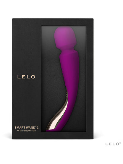 Lelo Smart Wand 2 Medium Luxurious Full Body Powerful Wand Massager Vibrator - Black  - Club X