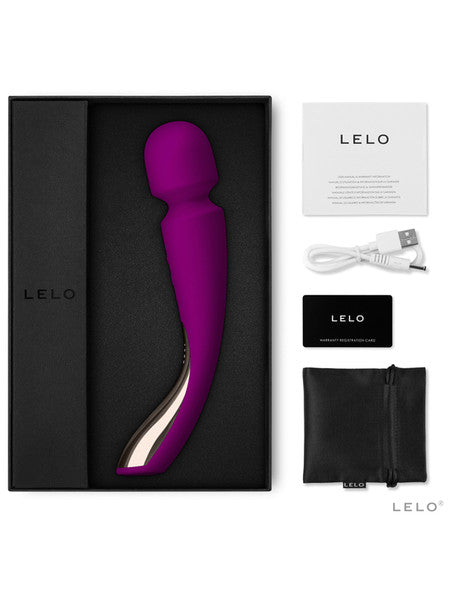 Lelo Smart Wand 2 Medium Luxurious Full Body Powerful Wand Massager Vibrator - Black  - Club X