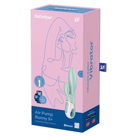 Satisfyer Air Pump Bunny 5 App Control Vibrator Mint  - Club X