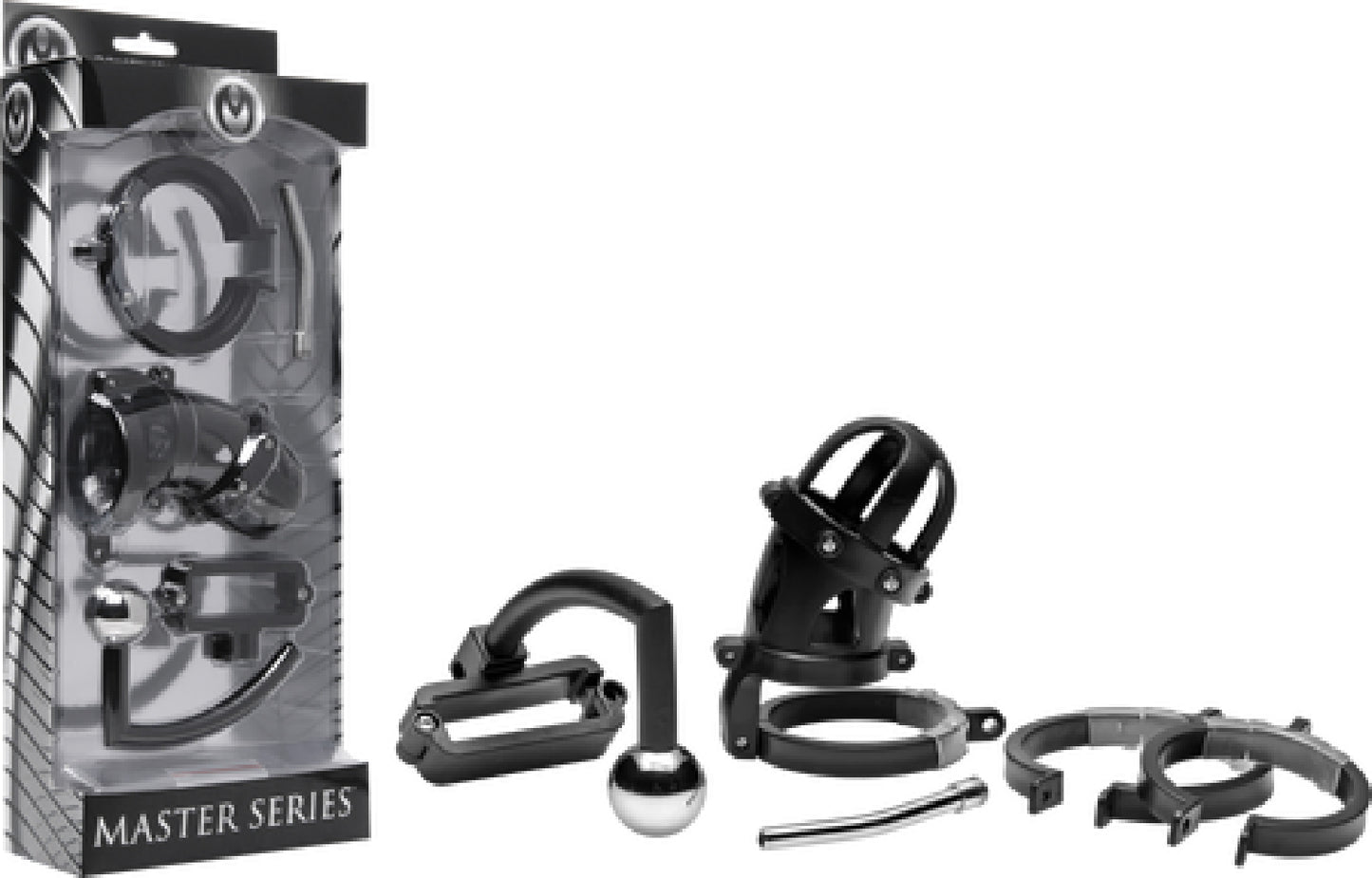 Oppressor Male Confinement Chastity Cage With Ball Clamp And Anal Hook (Black) Default Title - Club X