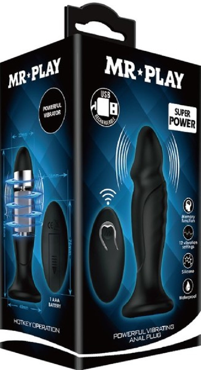 Mr Play Powerful Vibrating Anal Plug (Black) Default Title - Club X