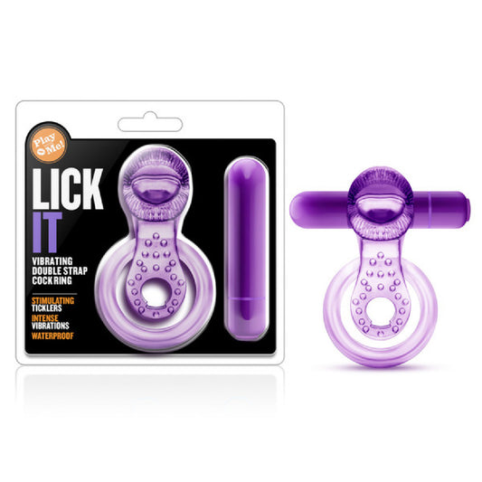 Lick It - Vibrating Double Strap Cock Ring (Purple) Default Title - Club X
