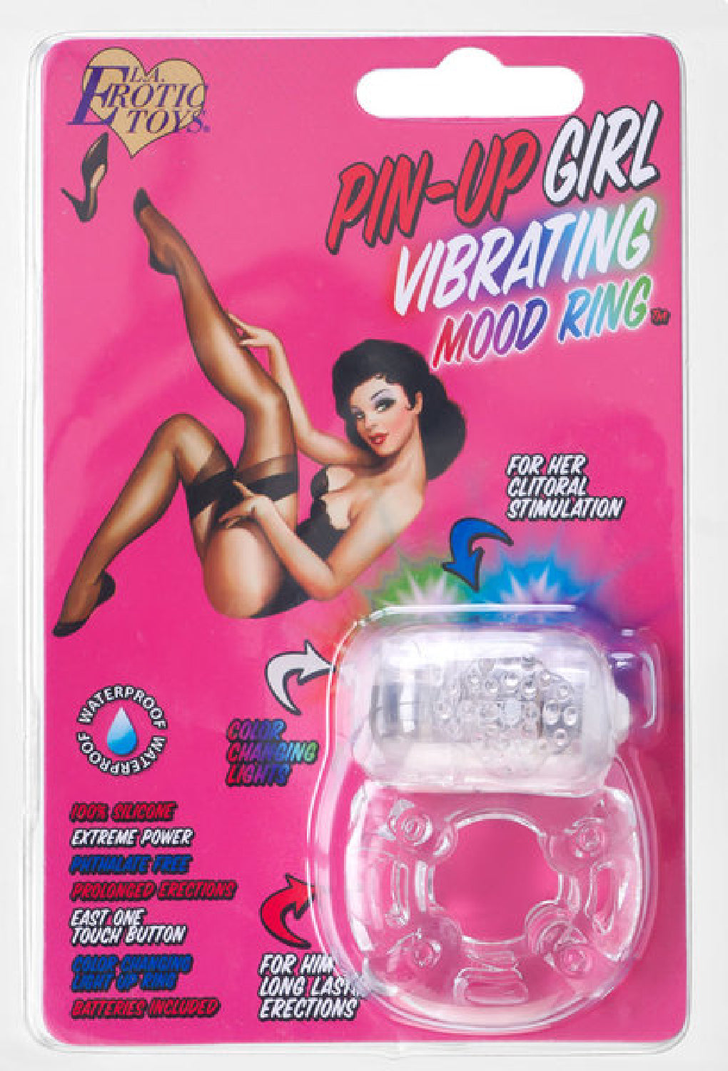 Pin-Up Girl Vibrating Mood Ring (Clear) Default Title - Club X