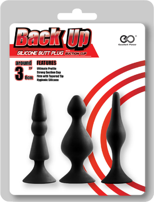 Back Up Silicone Butt Plug Set (Black) Default Title - Club X