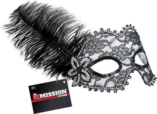Feathered Masquerade Masks (Black) Default Title - Club X