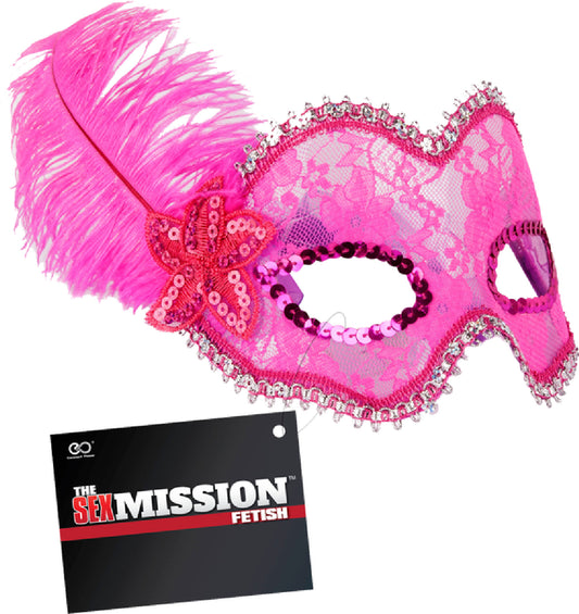 Feathered Masquerade Masks (Pink) Default Title - Club X