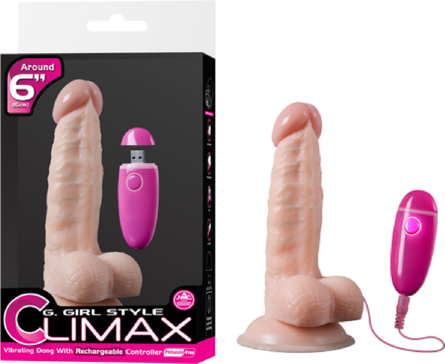 Vibrating Dong W/ Rechargeable Controller - 6" (Flesh) Default Title - Club X