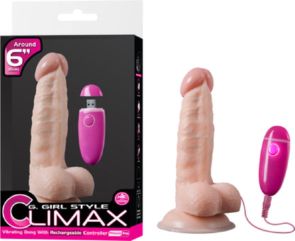 Vibrating Dong W/ Rechargeable Controller - 6" (Flesh) Default Title - Club X