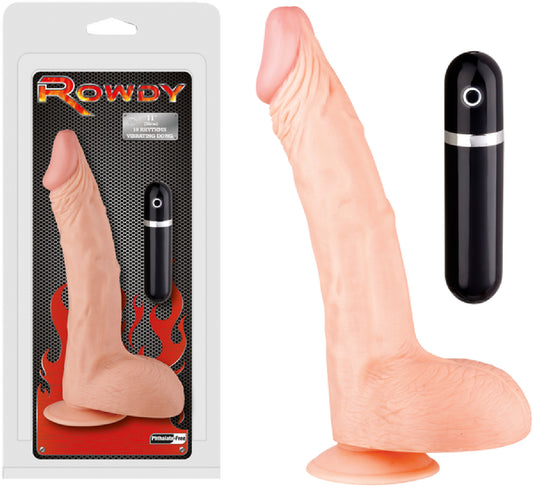 Rowdy 11" Vibrating Dong Curved(Flesh) Default Title - Club X