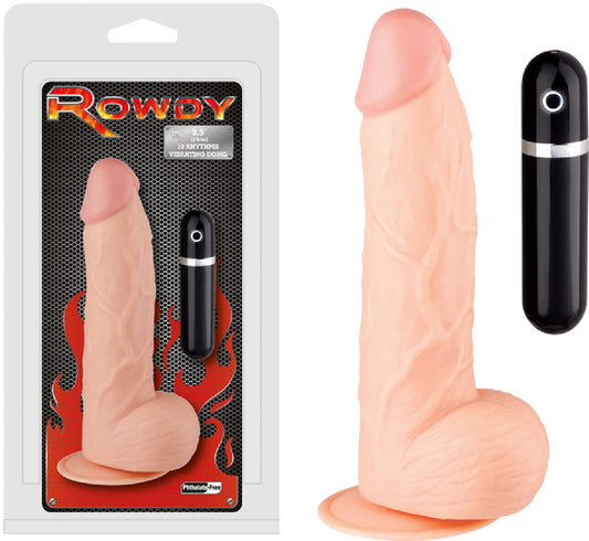 Rowdy 9.5" Vibrating Dong (Flesh) Straight - Club X