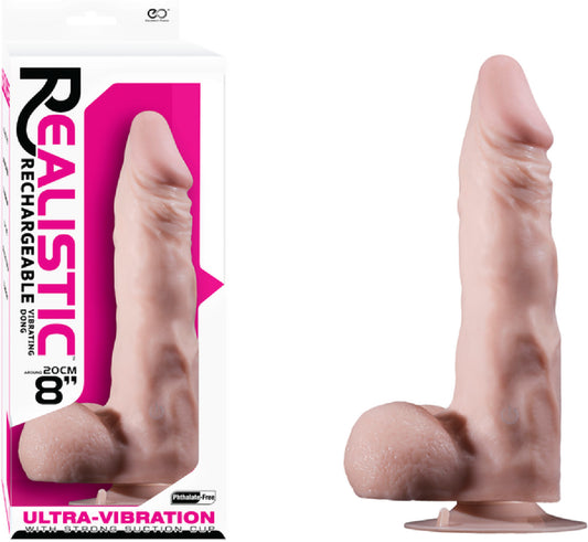 8" Vibrating Dong With Balls (Flesh) Default Title - Club X