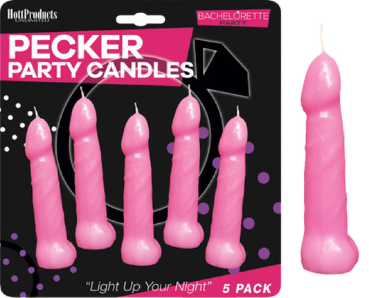 Bachelorette Pecker Party Pink Candles 5Pk Default Title - Club X