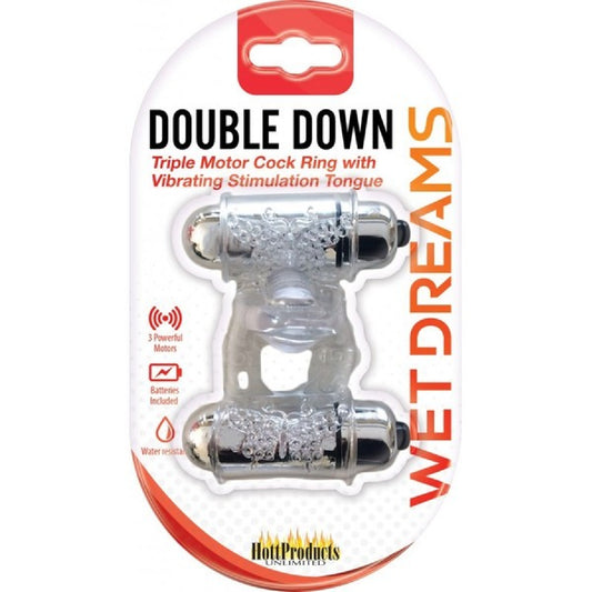 Double Down Vibrating Cock Ring (Clear) Default Title - Club X