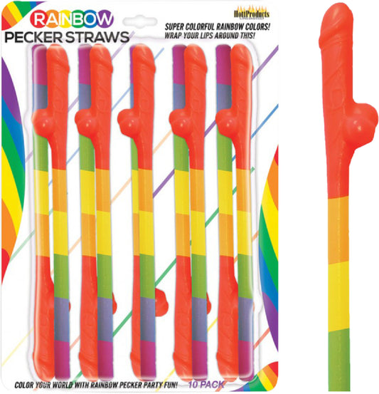 Rainbow Pecker Straws (10 Pack) Default Title - Club X