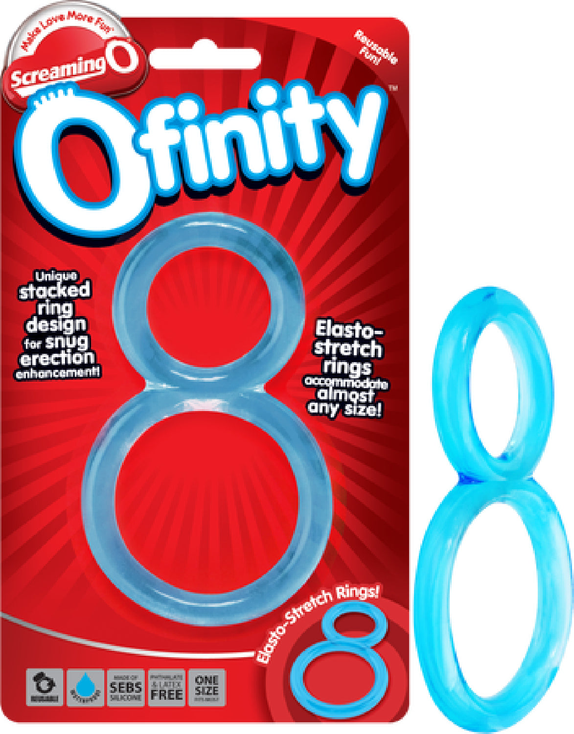 Ofinity Double Stacked Ring For Snug Erection Enhancement Blue - Club X