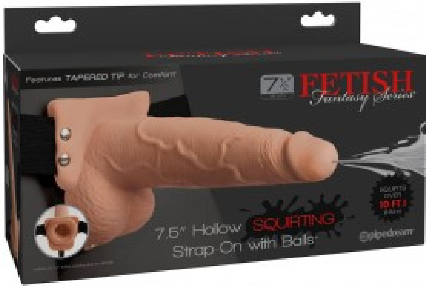 7.5" Hollow Squirting Strap-On With Balls Flesh - Club X