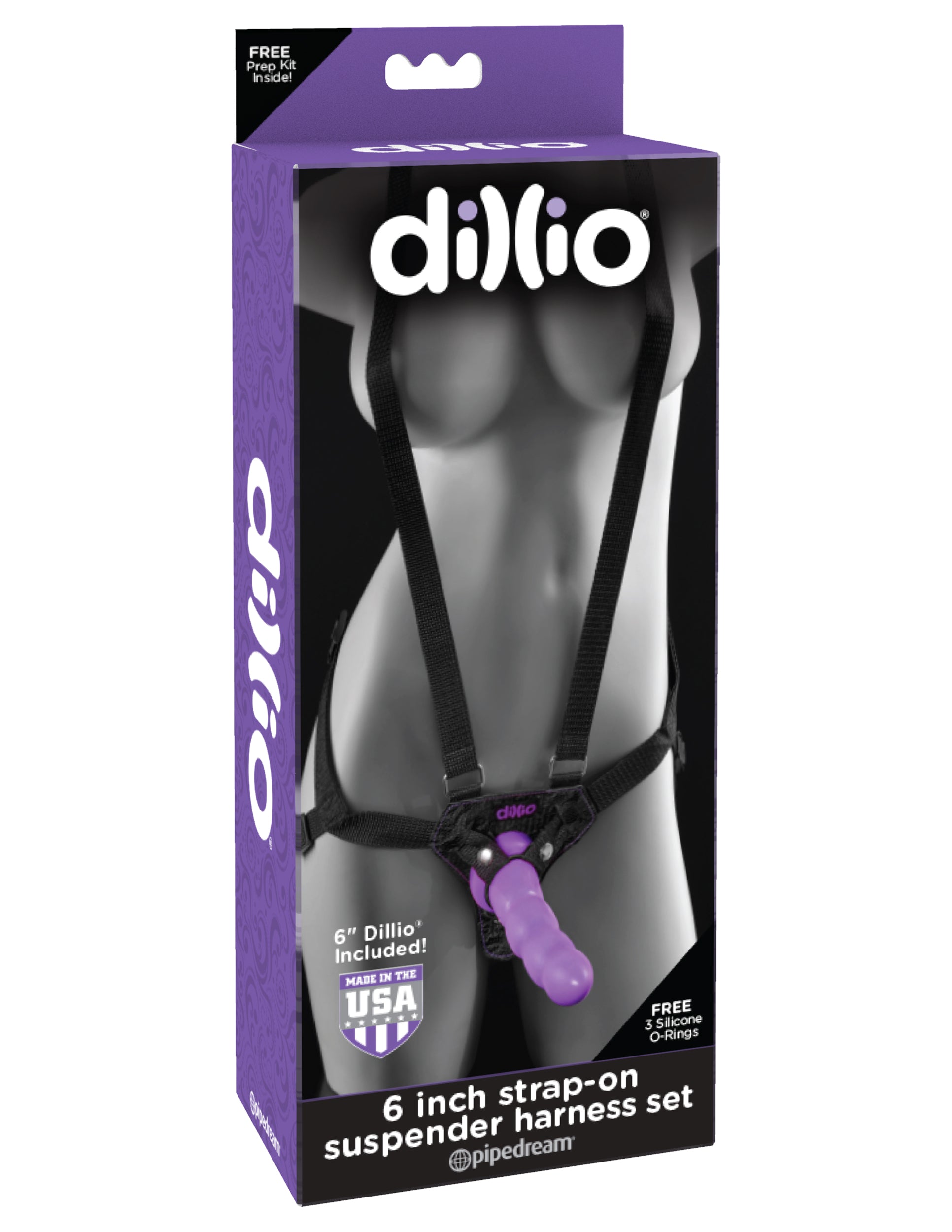 Dillio 6" Strap-On Suspender Harness Set  - Club X
