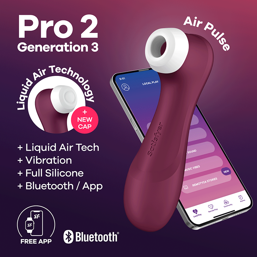 Satisfyer Pro 2 Generation 3 with App Control Powerful Vibrator - Wine Red  - Club X