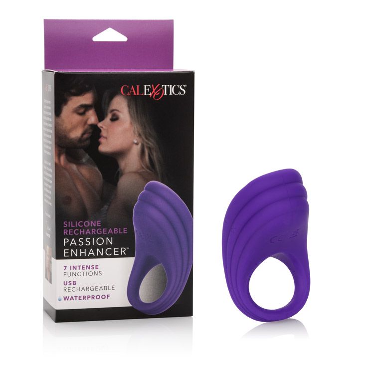 Silicone Rechargeable Passion Enhancer Penis Ring - Purple  - Club X