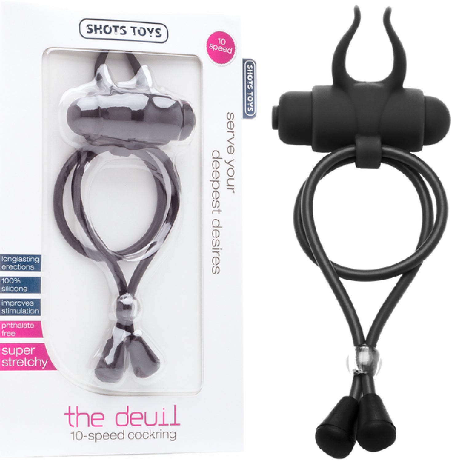 The Devil Silicone 10 speed Vibrating Cock  Ring  - Club X