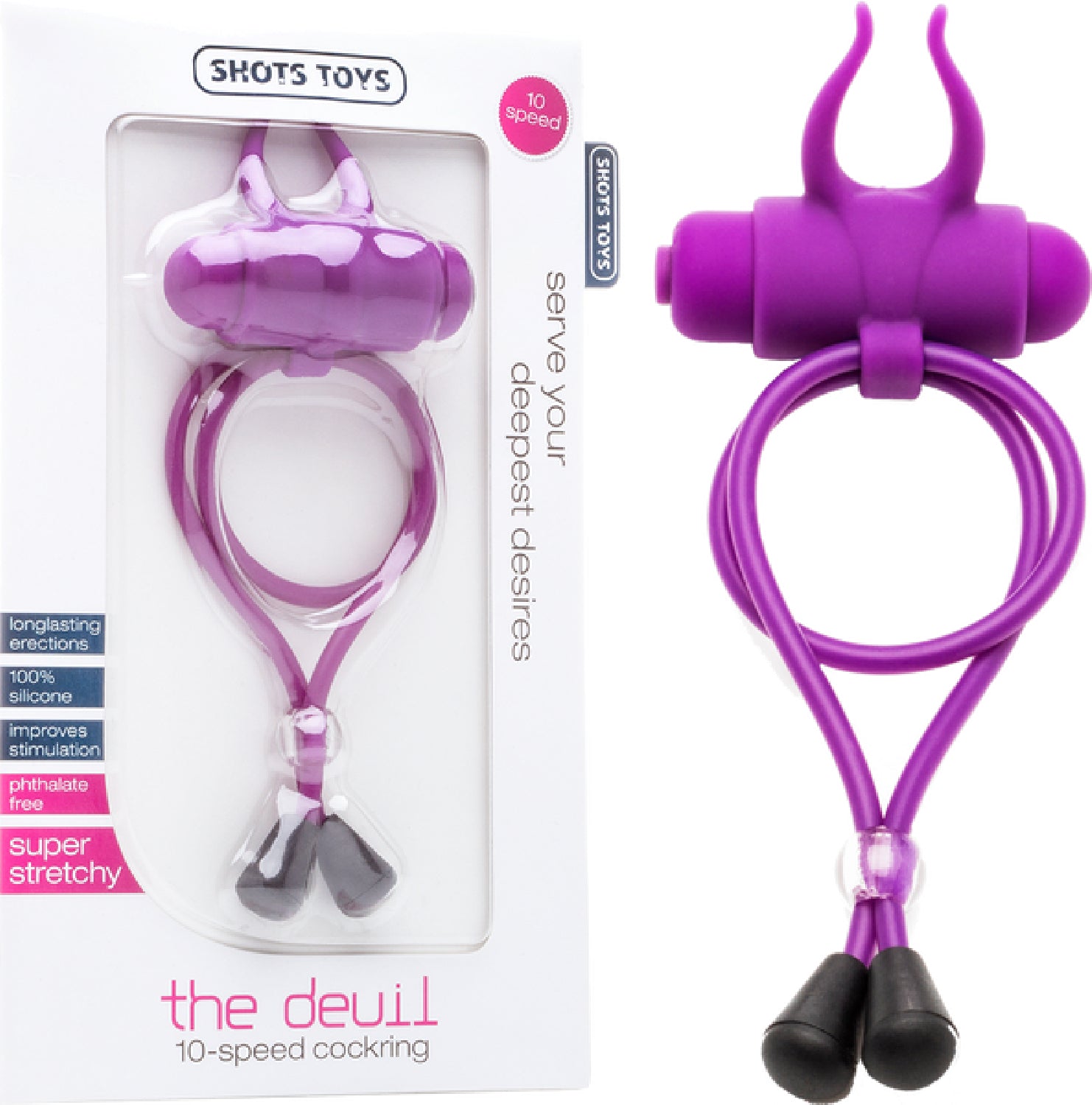 The Devil Silicone 10 Speed Vibrating Cock  Ring Purple - Club X