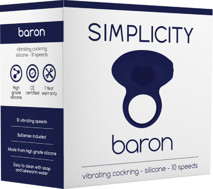 BARON Vibrating Cockring Blue - Club X