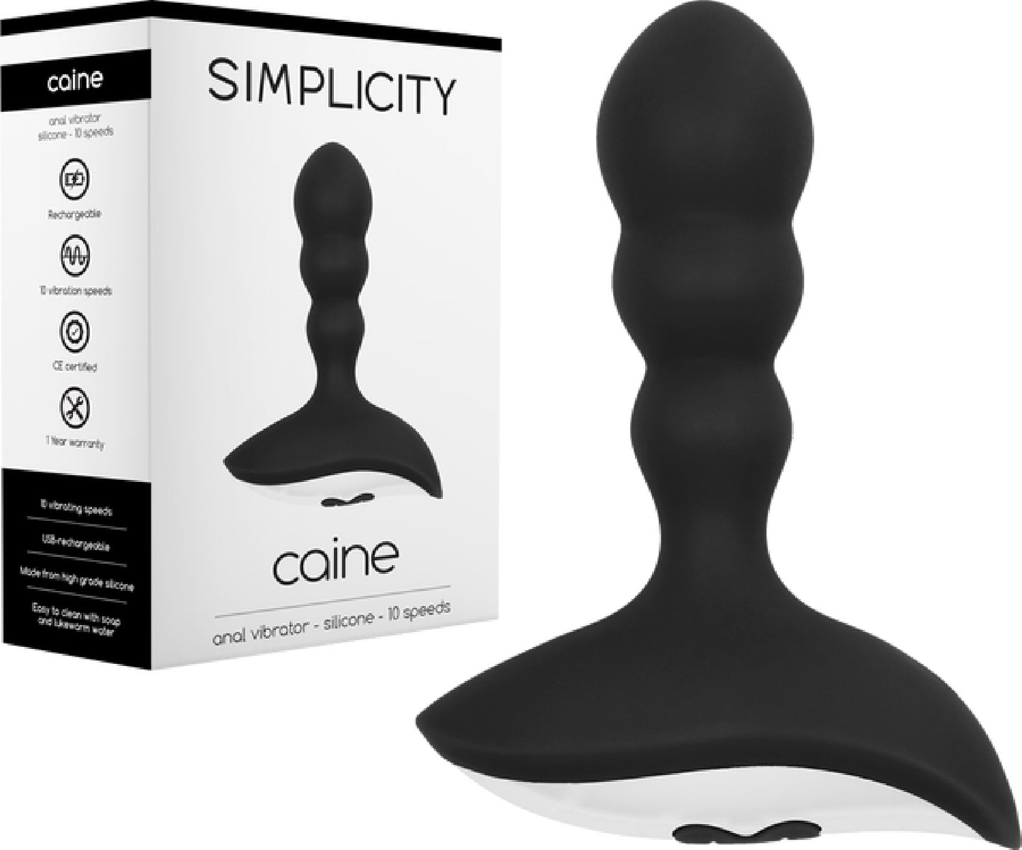 Simplicity Caine Anal Vibrator Black - Club X
