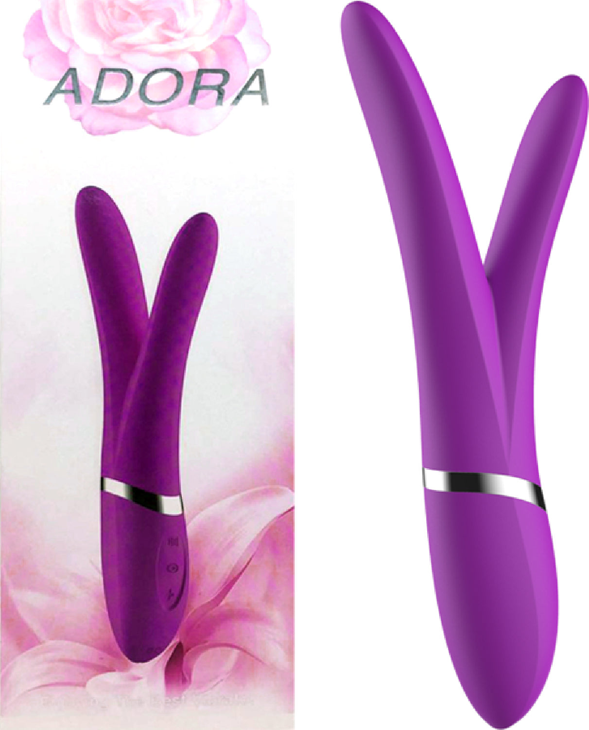 Adora Rechargeable Dual Tip Vibrator Purple - Club X