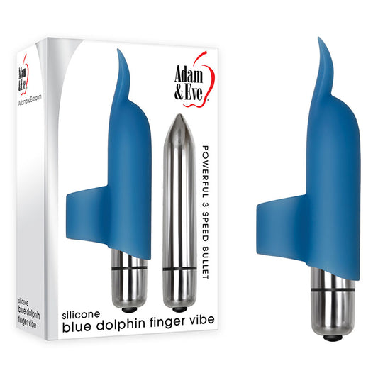 Adam & Eve Silicone Blue Dolphin Finger Vibe  - Club X