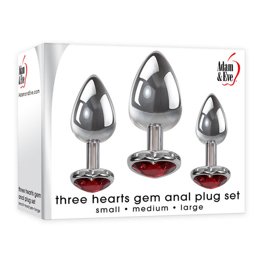Adam & Eve Three Hearts Gem Anal Plug Set Default Title - Club X